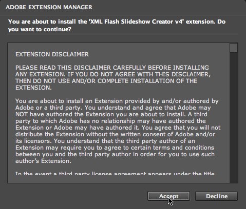 Dreamweaver extension installation