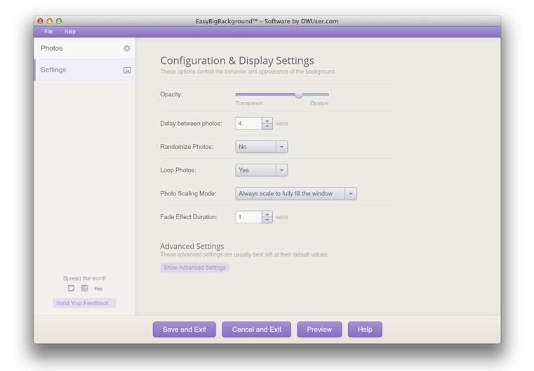 Settings Section