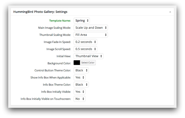 Settings box